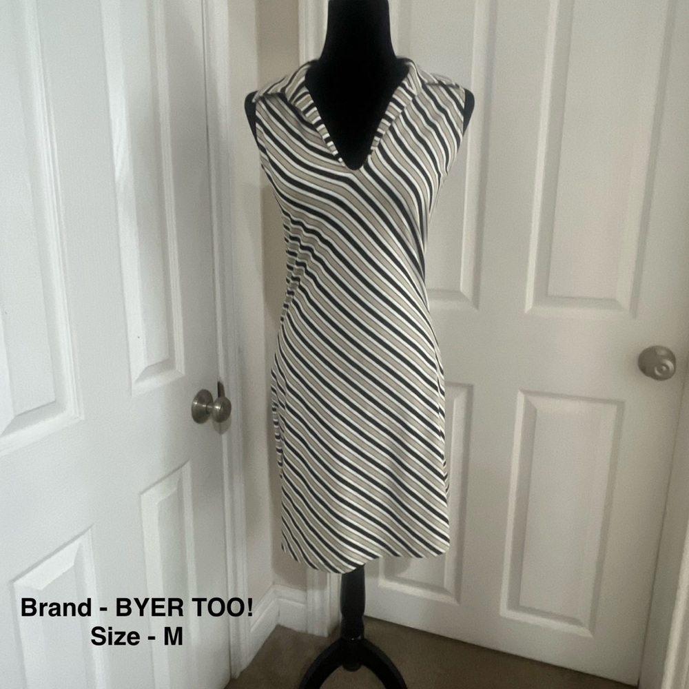 BYER TOO! Women's Black and White Striped Dress